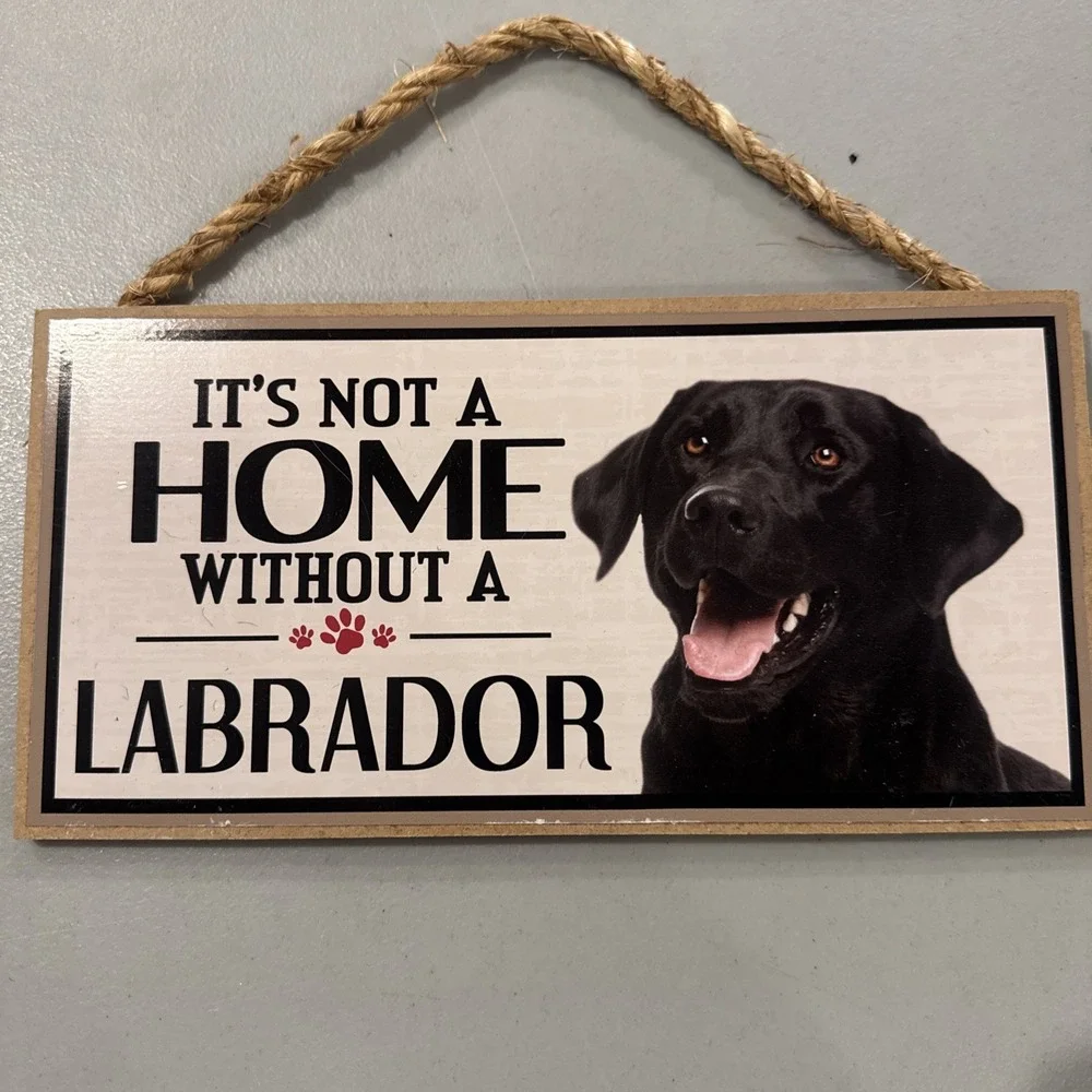 Imagine This Wood Sign for Black Lab Dog Breeds EUC Rope String
